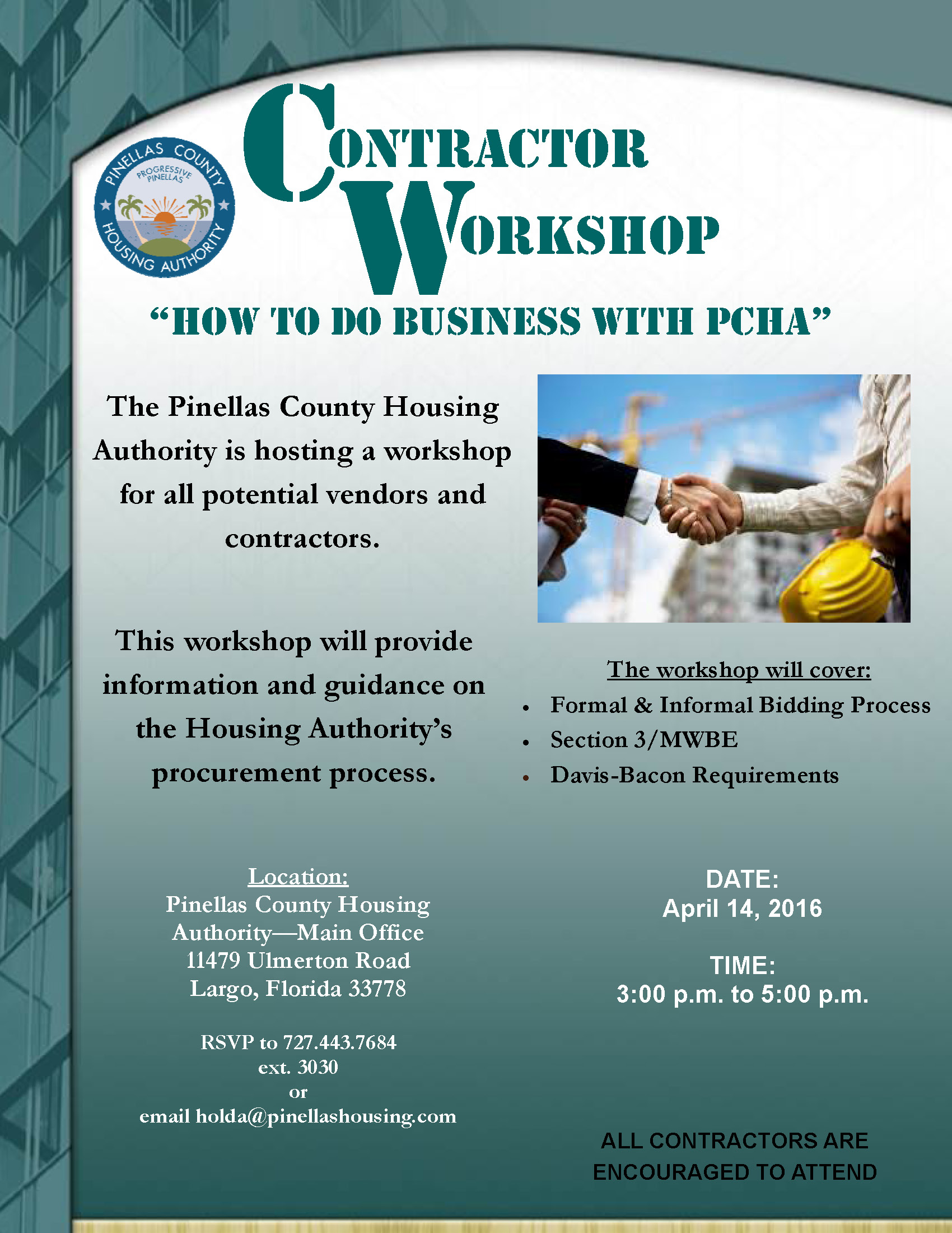 attention all contractors learn how to do business with pcha april are we allowed to pass out flyers for primerica