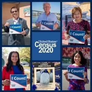 US Census 2020 Flyer of People Holding Census Signs